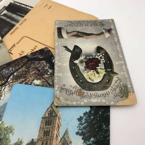 Lot of 60 vintage and antique post cards - used and unused