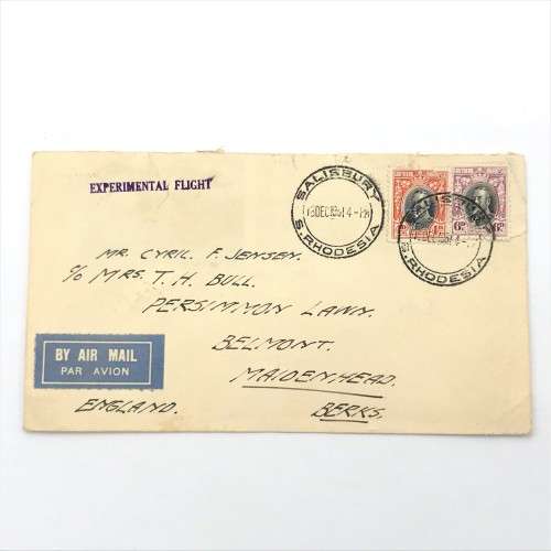 Southern Rhodesia 1931 Christmas Flight cover with Experimental Flight rubber stamp