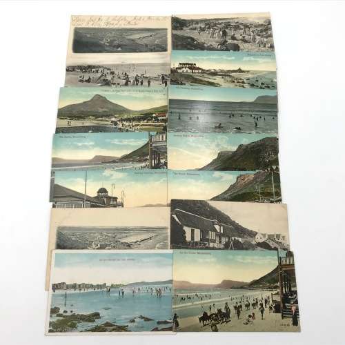 Lot of 14 antique post cards of Muizenburg beach and scenes