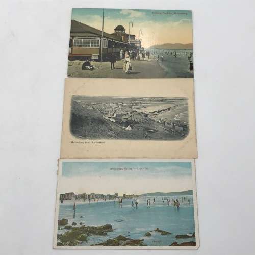Lot of 14 antique post cards of Muizenburg beach and scenes