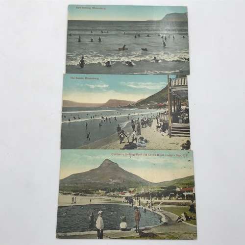 Lot of 14 antique post cards of Muizenburg beach and scenes