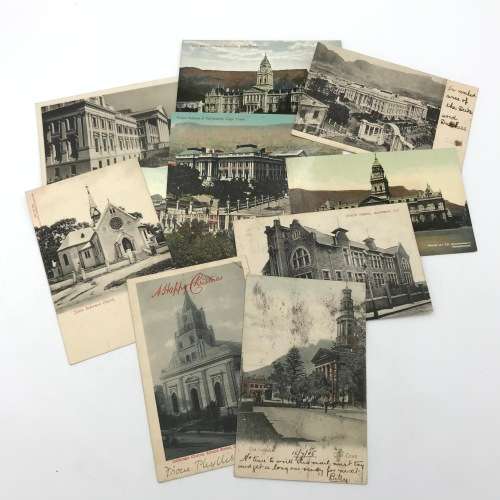 Lot of 10 vintage and antique post cards of Cape Town buildings