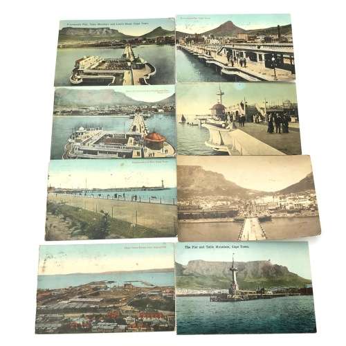 Lot of 8 vintage and antique post cards of Cape Town Pier and Harbour