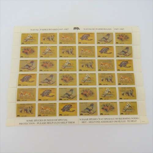 Species in need of Special Protection stamps - Full sheet - Natal Parks Board
