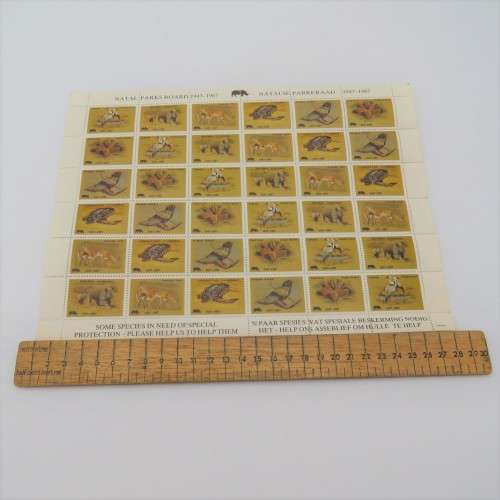 Species in need of Special Protection stamps - Full sheet - Natal Parks Board