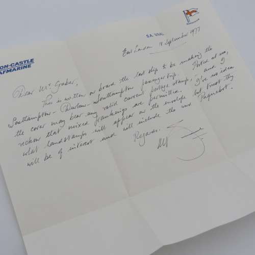 Letter on VAAC Union Castle paper 1977 in Durban to Cape Town with RSA coil stamp