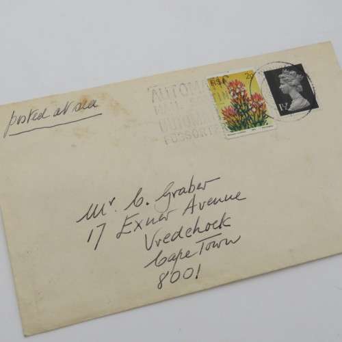 Letter on VAAC Union Castle paper 1977 in Durban to Cape Town with RSA coil stamp
