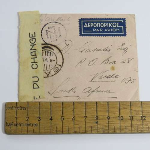 Postal cover - Airmail Greece to South Africa 6-6-1937