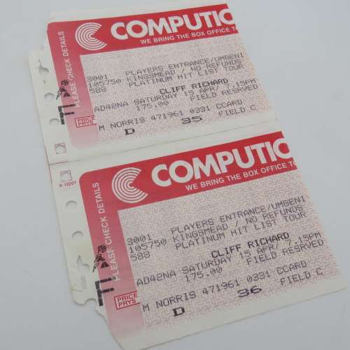 Cliff Richards The Hit List tour - Saturday 15 April 1995 extra event Kingsmead Durban