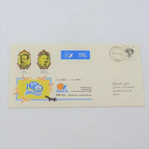 Namibia Air Flight SW 911 flight cover 30 April 1983 - Windhoek to Luderitz