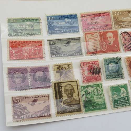 Lot of 25 Cuba stamps on card