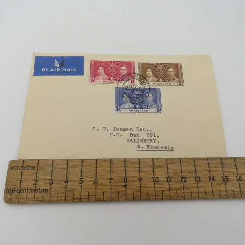 1937 Coronation of George 6 - Swaziland, Basutoland and Bechuanaland airmail covers