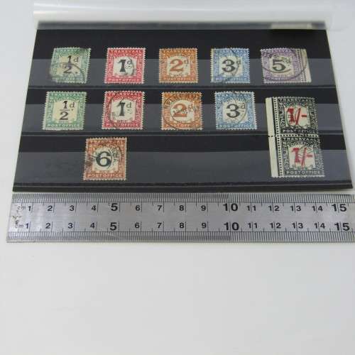 Postage due set used - SACC 1 to SACC 7 - with extras and 1 shilling pair