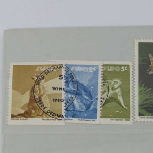 Lot of 40 South West Africa used stamps on 2 cards