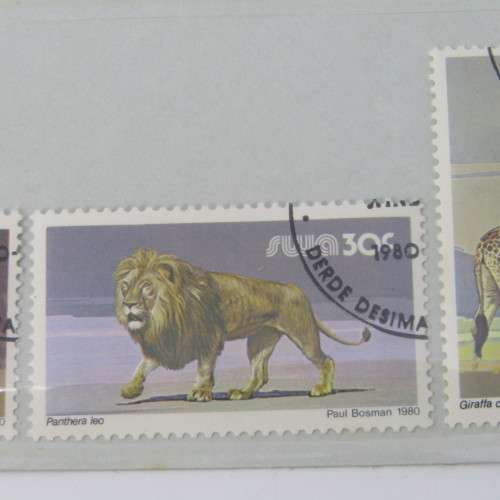 Lot of 40 South West Africa used stamps on 2 cards
