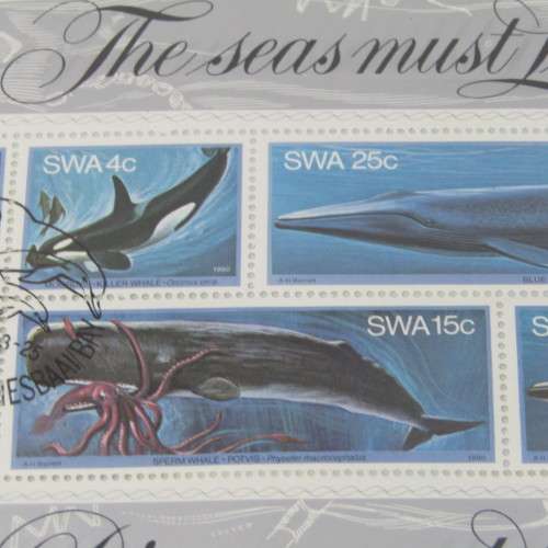 Lot of 40 South West Africa used stamps on 2 cards