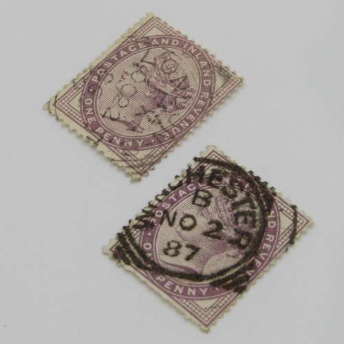 Victoria One Penny stamps - cancelled in 1882,1883,1884,1885,1886,1887 and 1888