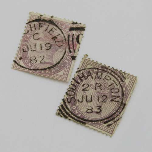 Victoria One Penny stamps - cancelled in 1882,1883,1884,1885,1886,1887 and 1888