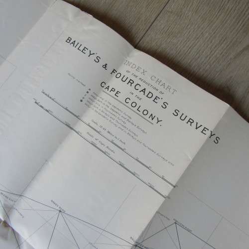 Index Chart of the reduction of Bailey`s Fourcade`s surveys in Cape Town - late 1600`s - 180 x 75cm