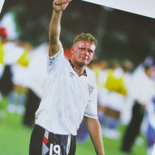 Paul Gascoigne English football legend 1990 World Cup Semi-Final signed poster with COA - 42 x 59cm
