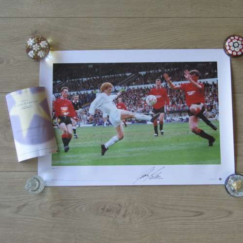 Gordon Stracham United football legend signed poster with COA - Big Blue Tube