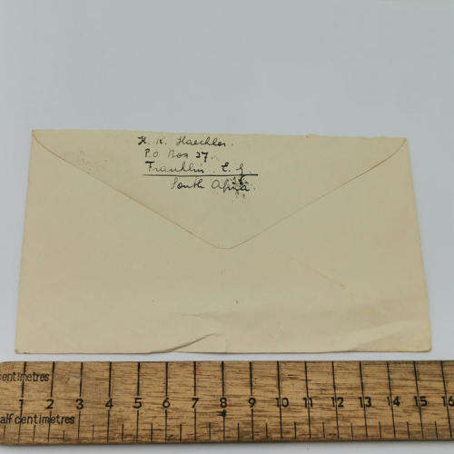 Postal cover - Airmail from Franklin, South Africa to Orbe-Vand, Switzerland