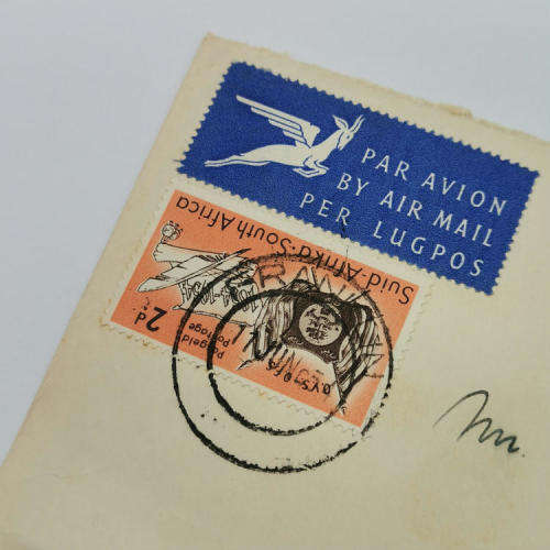 Postal cover - Airmail from Franklin, South Africa to Orbe-Vand, Switzerland