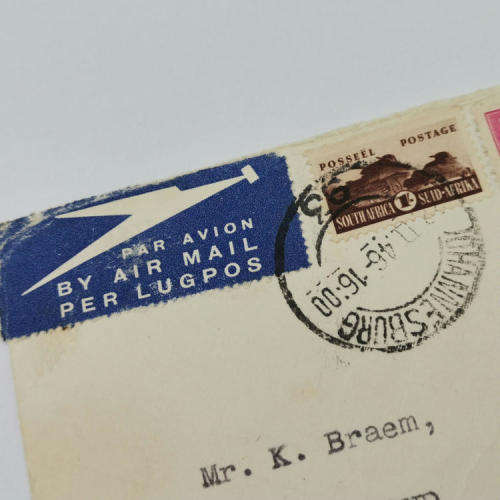 Airmail cover Johannesburg, South Africa to Orbe-Vaud, Switzerland - See descripiton