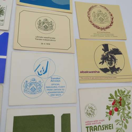 Transkei lot of 18 collectors cards with stamps
