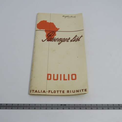 Vintage Passenger list Duilio Italia booklet