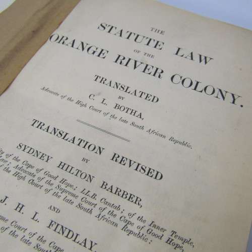 Laws of the Orange River Colony 1901