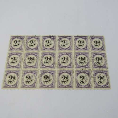 South West Africa Postage due blocks 6d / 2d stamps