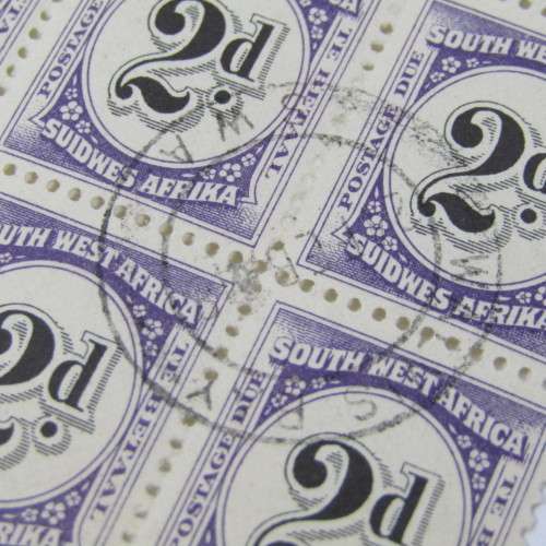 South West Africa Postage due blocks 6d / 2d stamps