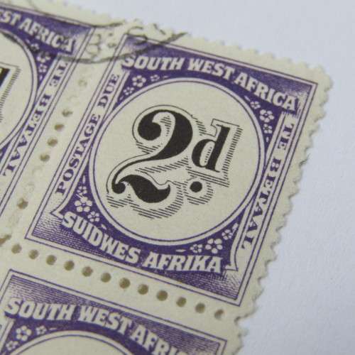 South West Africa Postage due blocks 6d / 2d stamps