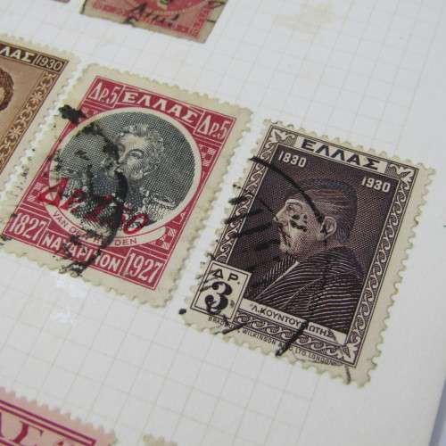 Page with 38 Greek stamps - used hinged