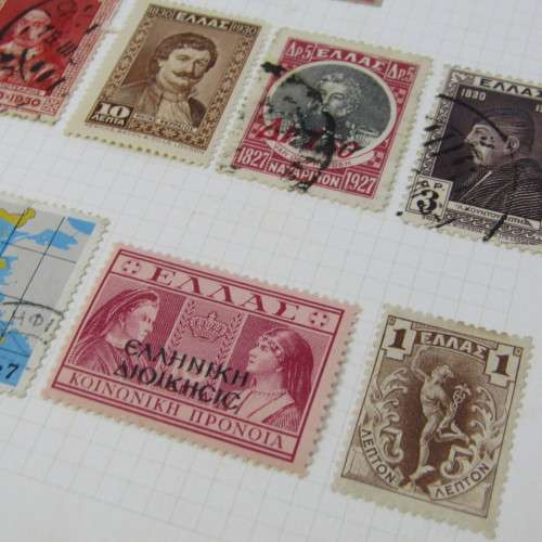 Page with 38 Greek stamps - used hinged