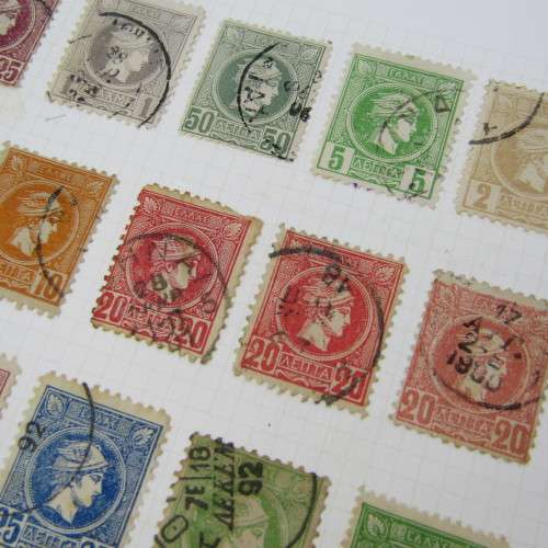 Page with 38 Greek stamps - used hinged