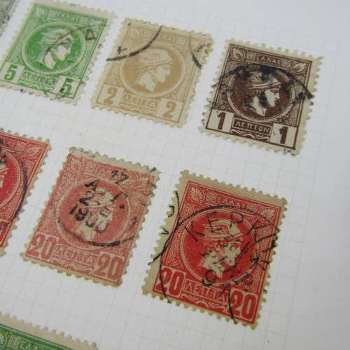 Page with 38 Greek stamps - used hinged
