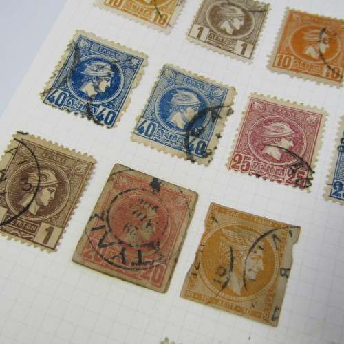 Page with 38 Greek stamps - used hinged