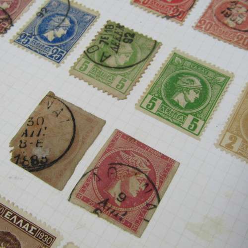 Page with 38 Greek stamps - used hinged