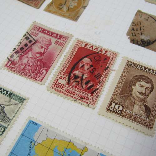 Page with 38 Greek stamps - used hinged