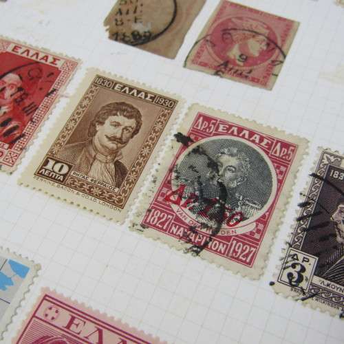 Page with 38 Greek stamps - used hinged