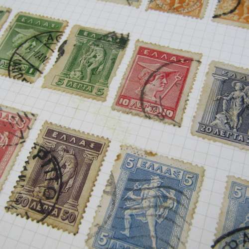 Lot with 37 Greek stamps - used hinged