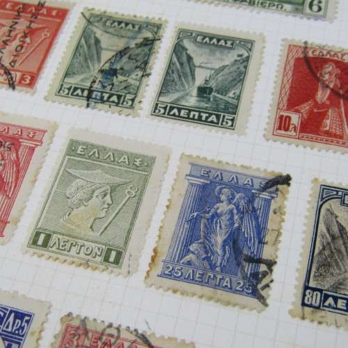 Lot with 36 Greek stamps - used hinged