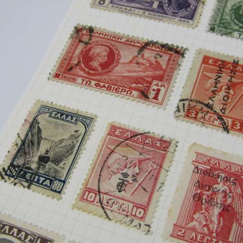 Lot with 36 Greek stamps - used hinged