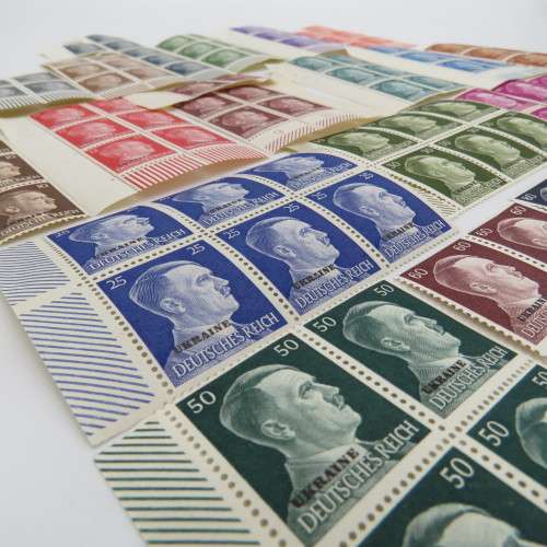Germany Hitler Stamps overprinted Ukraine - More than 100 - Most in blocks of 6