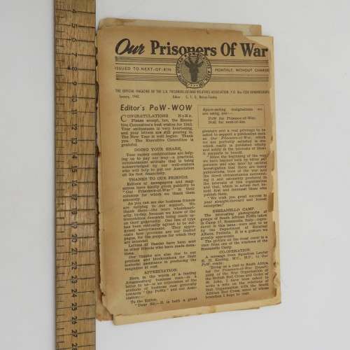 WW2 Information newspaper - Our prisoners of War January 1943 - loose outer pages