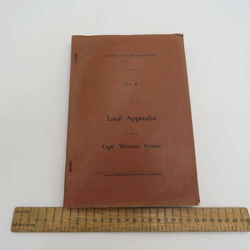South African Railways Cape Western System No 6 book - Local Appendix