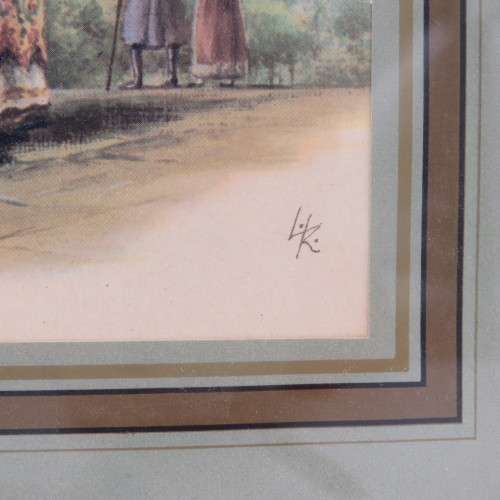 Vintage Victorian print in frame by L.R.