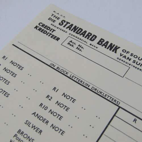 Vintage 1964 Standard Bank deposit slip - excellent condition